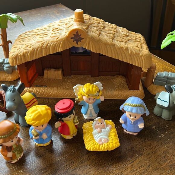 2002 Mattel Little People Singing Light Up Manger Baby, Angel, Animals, Kings - Picture 1 of 7
